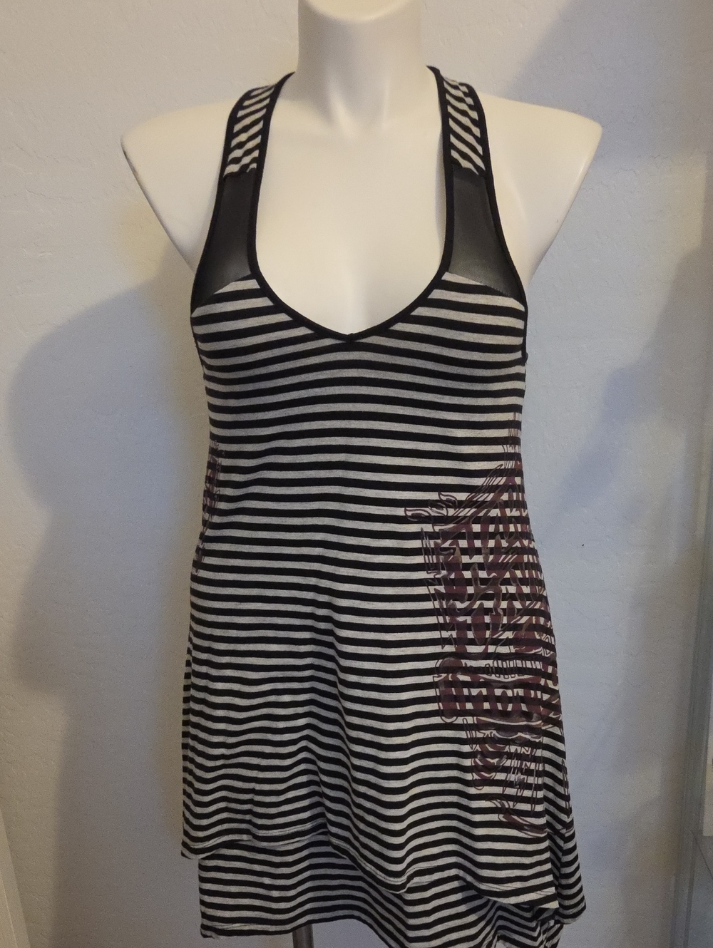 Harley-Davidson Black & White Striped Dress with Metal Logo Plate
